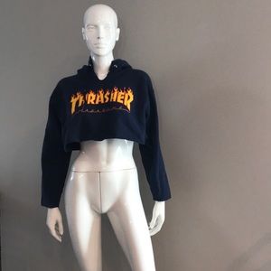 Thrasher Magazine blue cropped hoodie
